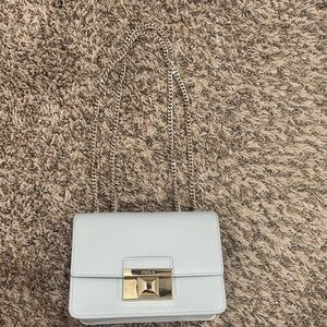 Furla Light Grey Crossbody/Shoulder Bag with Gold Hardware